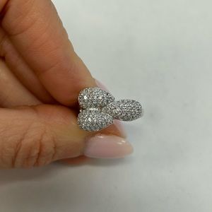 Suzy Levian Sterling Silver Pave White CZ Ring NWT